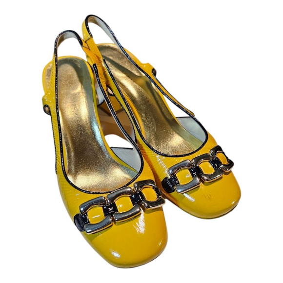Marc Jacobs Yellow Slingback Heels Size 39.5 - Picture 1 of 15